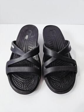 Crocs Women's Patricia II Wedge Sandals Slip-on Leather in Black Size 4